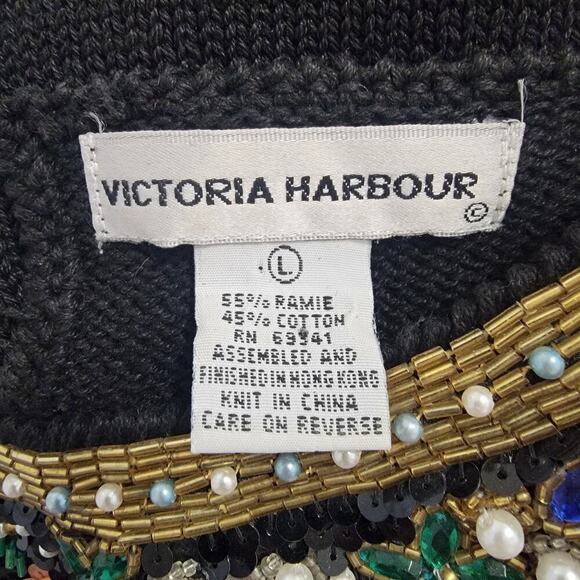 Vintage Victoria Harbour Floral Beaded Long Sleeve Sweater Blouse Womens Size L - Picture 8 of 8